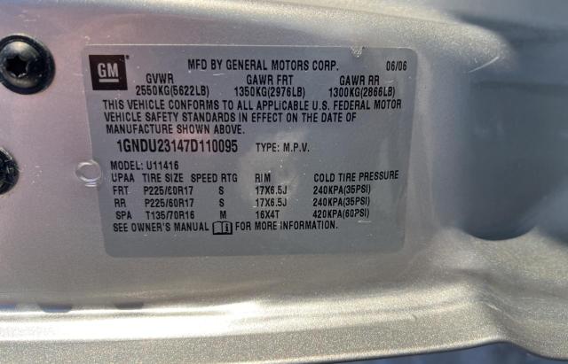 1GNDU23147D110095 - 2007 CHEVROLET UPLANDER LS 银色 照片 10