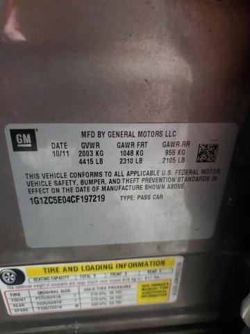 1G1ZC5E04CF197219 - 2012 CHEVROLET MALIBU 1LT Қоңыр фото 12