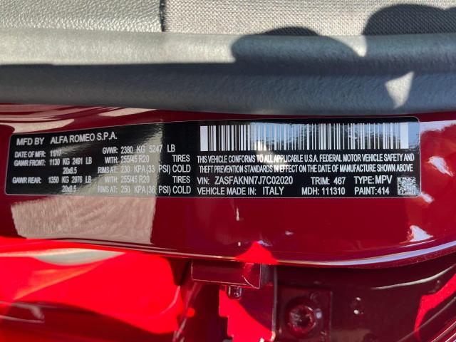 ZASFAKNN7J7C02020 - 2018 ALFA ROMEO STELVIO TI SPORT RED photo 10