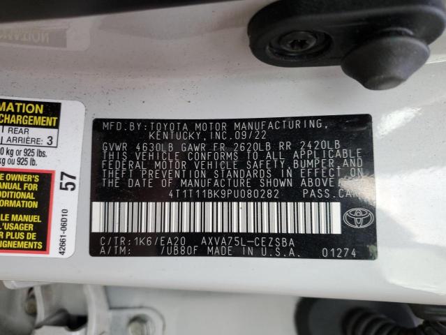 4T1T11BK9PU080282 - 2023 TOYOTA CAMRY SE NIGHT SHADE WHITE photo 12