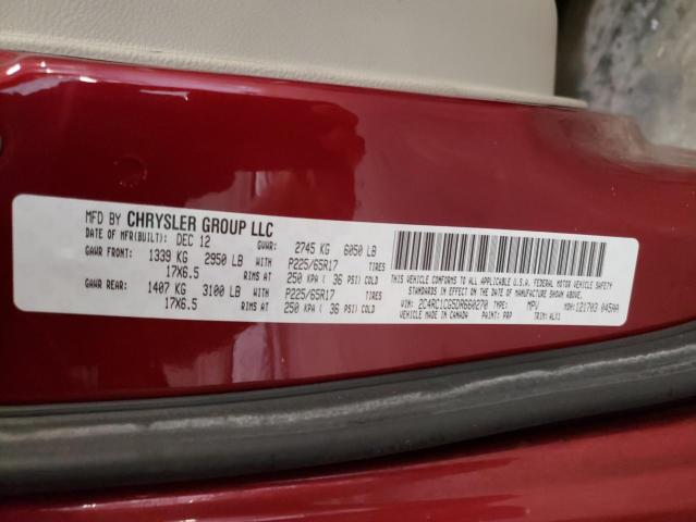 2C4RC1CG5DR660270 - 2013 CHRYSLER TOWN & COU TOURING L RED photo 13