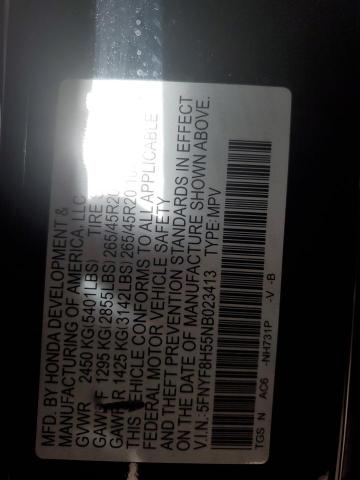 5FNYF8H55NB023413 - 2022 HONDA PASSPORT EXL BLACK photo 12