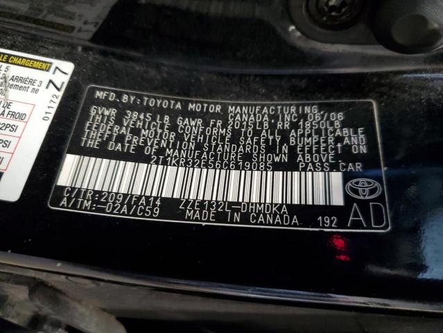 2T1KR32E56C619085 - 2006 TOYOTA COROLLA MA XR BLACK photo 13