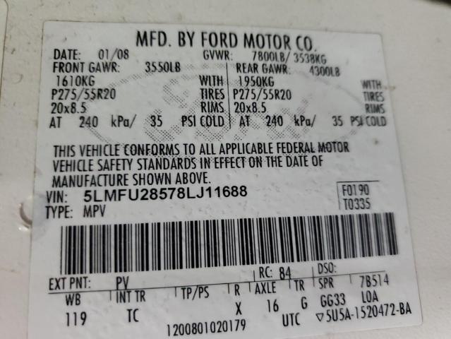 5LMFU28578LJ11688 - 2008 LINCOLN NAVIGATOR თეთრი ფოტო 13