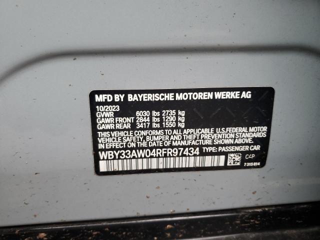 WBY33AW04RFR97434 - 2024 BMW I4 M50 GRAY photo 12