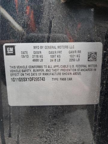 1G11G5SX1DF295743 - 2013 CHEVROLET MALIBU 3LT შავი ფოტო 12