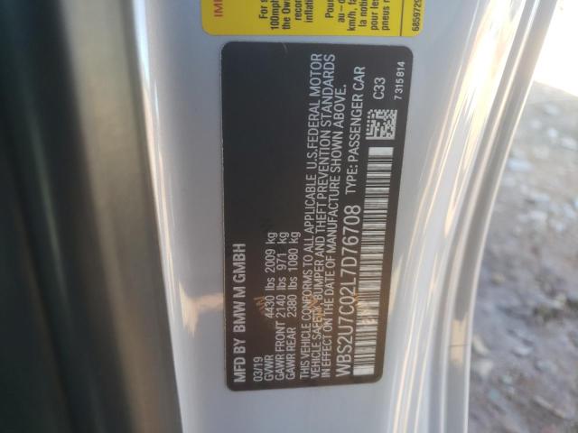 WBS2U7C02L7D76708 - 2020 BMW M2 COMPETITION WHITE photo 12