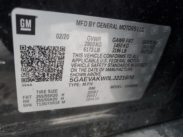5GAEVAKW0LJ221600 - 2020 BUICK ENCLAVE ESSENCE BLACK photo 13