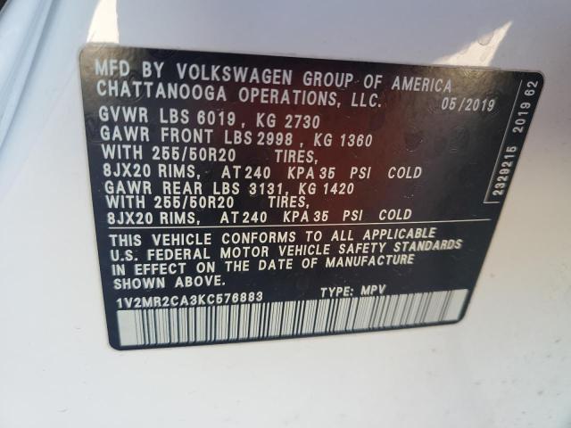 1V2MR2CA3KC576883 - 2019 VOLKSWAGEN ATLAS SEL Ağ foto 14