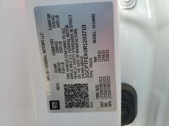 1GCPTFEK0R1203710 - 2024 CHEVROLET COLORADO ZR2 WHITE photo 12