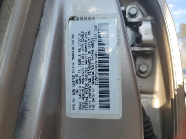 1Y1SK52882Z415483 - 2002 CHEVROLET GEO PRIZM BASE Bej foto 12