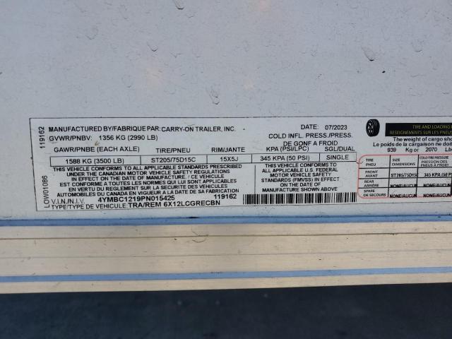 4YMBC1219PN015425 - 2023 UTILITY TRAILER WHITE photo 10