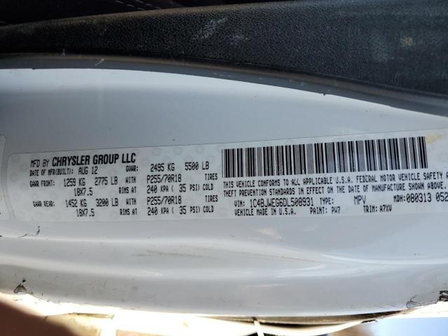 1C4BJWEG6DL508931 - 2013 JEEP WRANGLER U SAHARA WHITE photo 13