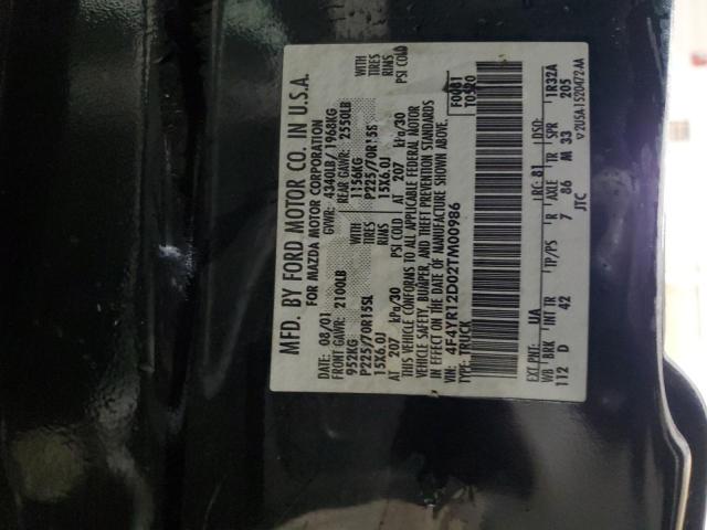 4F4YR12D02TM00986 - 2002 MAZDA B2300 BLACK photo 12
