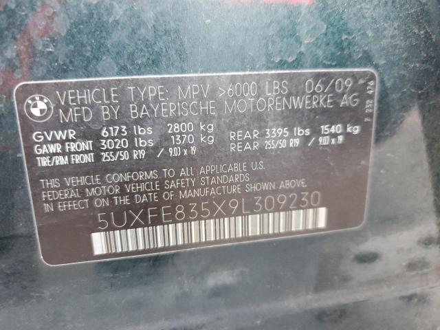 5UXFE835X9L309230 - 2009 BMW X5 XDRIVE48I GREEN photo 13