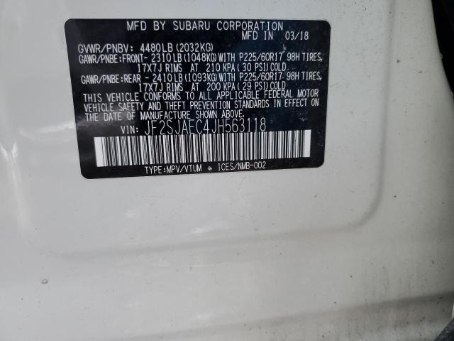 JF2SJAEC4JH563118 - 2018 SUBARU FORESTER 2.5I PREMIUM 白色 照片 13