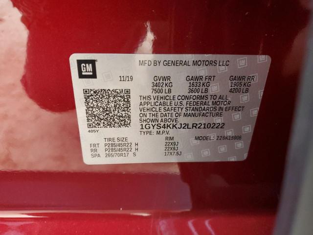 1GYS4KKJ2LR210222 - 2020 CADILLAC ESCALADE ESV PLATINUM ბურგუნდია ფოტო 13