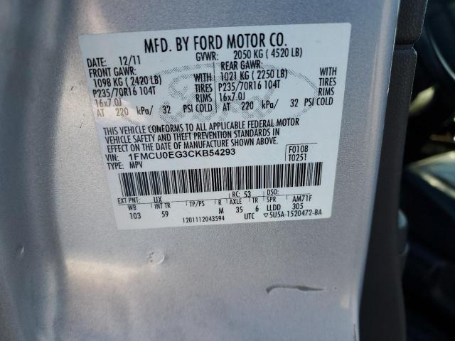 1FMCU0EG3CKB54293 - 2012 FORD ESCAPE LIMITED SILVER photo 14