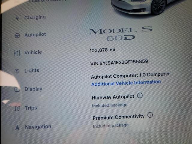 5YJSA1E22GF155859 - 2016 TESLA MODEL S WHITE photo 9