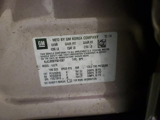 KL4CJBSB7FB119367 - 2015 BUICK ENCORE CONVENIENCE 棕色 照片 13