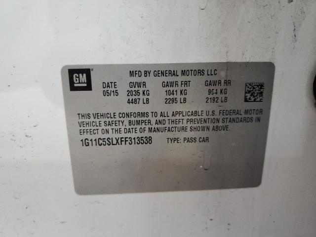 1G11C5SLXFF313538 - 2015 CHEVROLET MALIBU 1LT Ақ фото 12