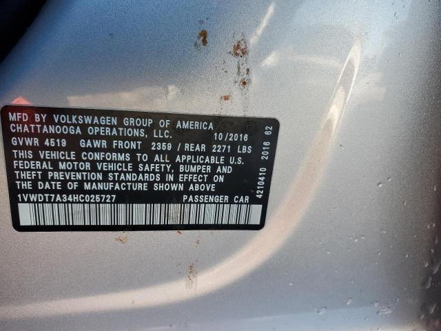 1VWDT7A34HC025727 - 2017 VOLKSWAGEN PASSAT R-LINE ნაცრისფერი ფოტო 12