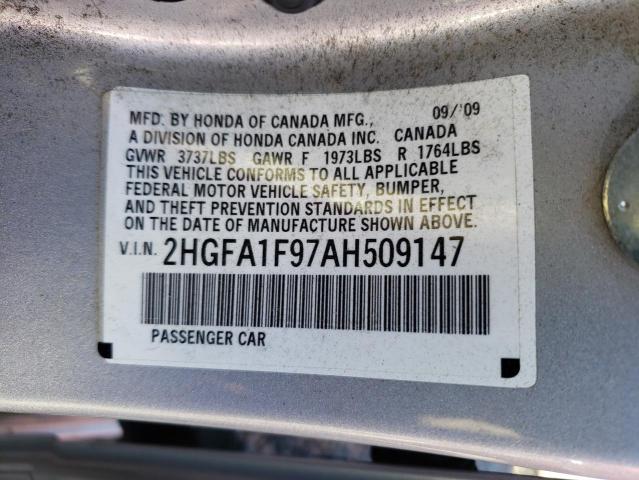 2HGFA1F97AH509147 - 2010 HONDA CIVIC EXL SILVER photo 13