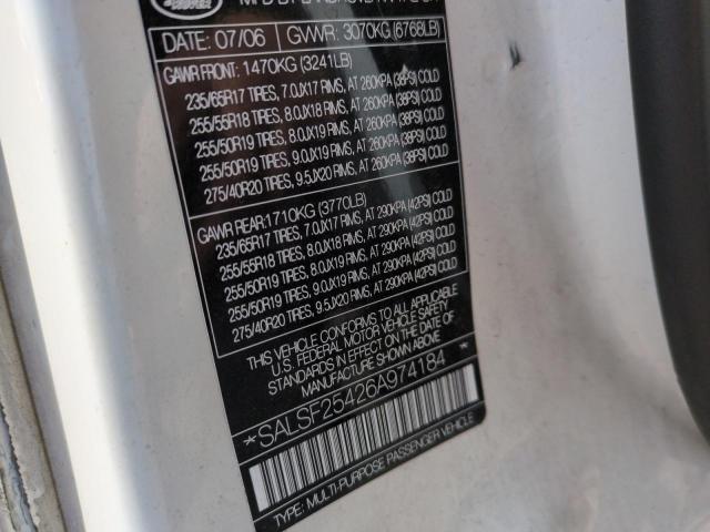 SALSF25426A974184 - 2006 LAND ROVER RANGE ROVE HSE WHITE photo 13