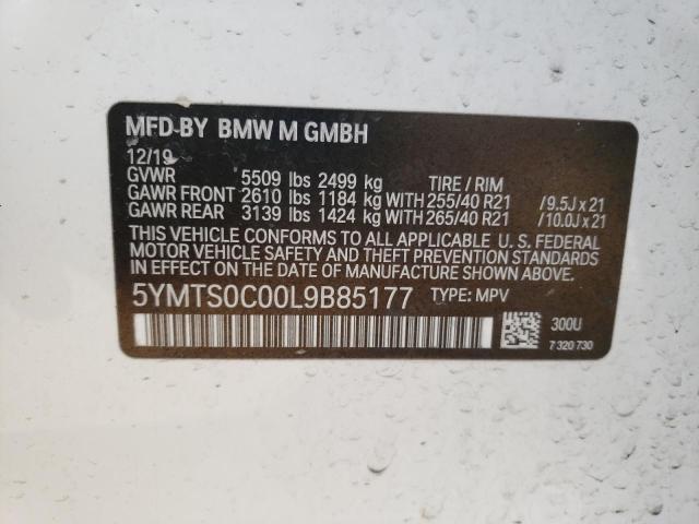 5YMTS0C00L9B85177 - 2020 BMW X3 M COMPETITION WHITE photo 13