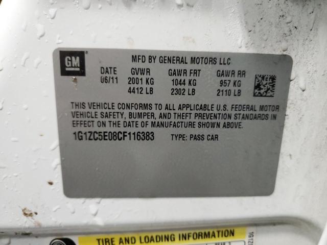 1G1ZC5E08CF116383 - 2012 CHEVROLET MALIBU 1LT WHITE photo 12