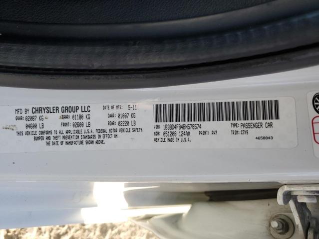 1B3BD4FB4BN578574 - 2011 DODGE AVENGER EXPRESS WHITE photo 12