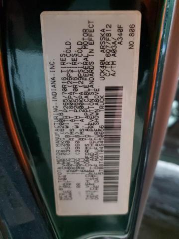 5TBBT44104S450656 - 2004 TOYOTA TUNDRA ACCESS CAB SR5 GREEN photo 12