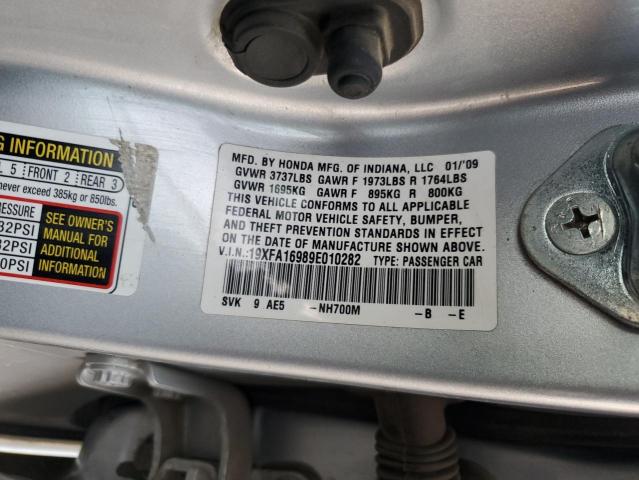 19XFA16989E010282 - 2009 HONDA CIVIC EXL 银色 照片 13