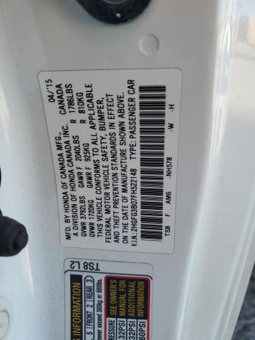 2HGFG3B07FH522148 - 2015 HONDA CIVIC EXL თეთრი ფოტო 13