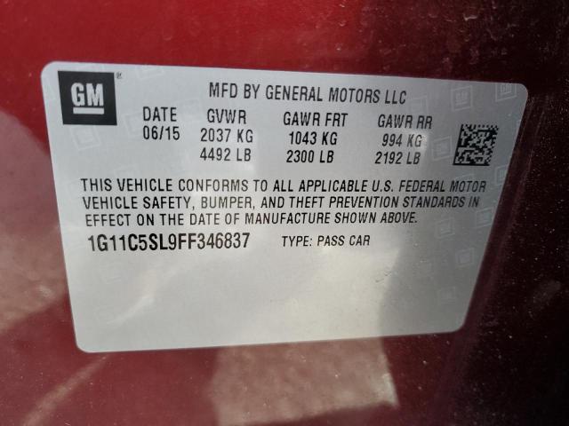 1G11C5SL9FF346837 - 2015 CHEVROLET MALIBU 1LT Бордовый фото 12