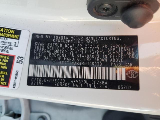 4T1T11AK4RU196039 - 2024 TOYOTA CAMRY SE NIGHT SHADE WHITE photo 12