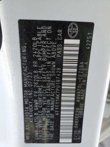 4T1T11AK7PU187428 - 2023 TOYOTA CAMRY SE NIGHT SHADE WHITE photo 13