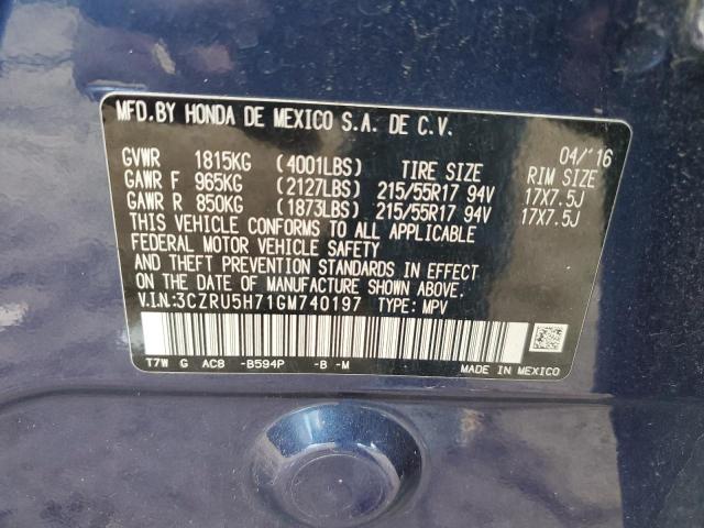 3CZRU5H71GM740197 - 2016 HONDA HR-V EXL BLUE photo 14