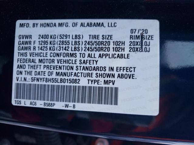 5FNYF8H55LB015082 - 2020 HONDA PASSPORT EXL ლურჯი ფოტო 13