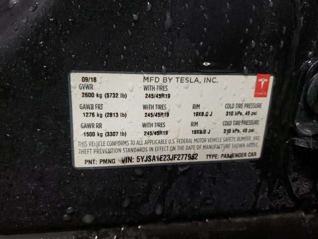 5YJSA1E23JF277962 - 2018 TESLA MODEL S ნაცრისფერი ფოტო 12
