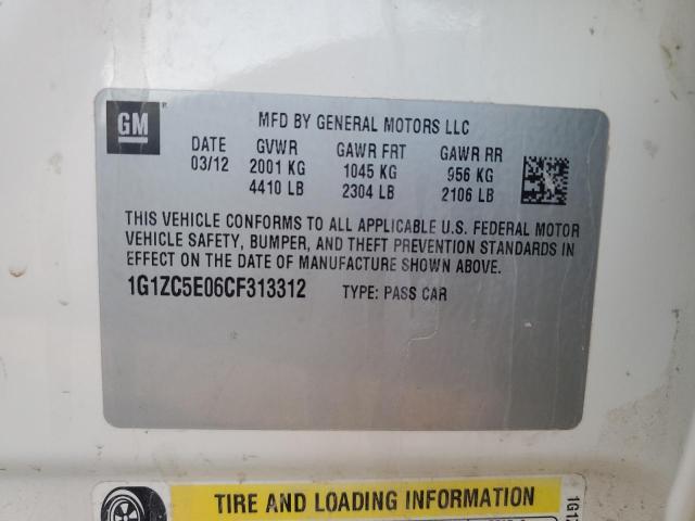 1G1ZC5E06CF313312 - 2012 CHEVROLET MALIBU 1LT თეთრი ფოტო 12