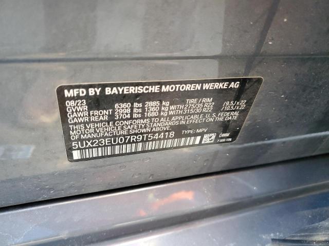 5UX23EU07R9T54418 - 2024 BMW X5 XDRIVE40I GRAY photo 13