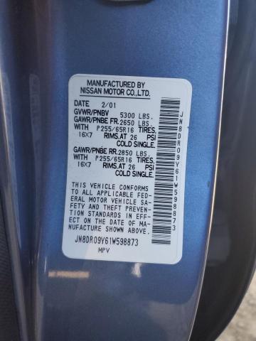 JN8DR09Y61W598873 - 2001 NISSAN PATHFINDER LE ლურჯი ფოტო 13