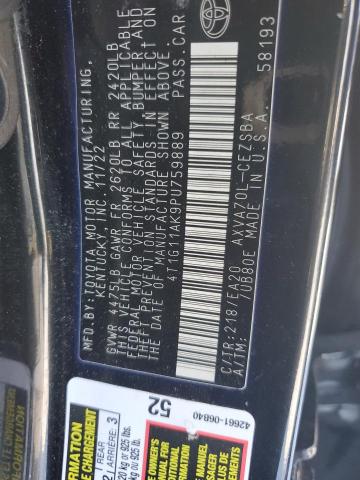 4T1G11AK9PU759889 - 2023 TOYOTA CAMRY SE NIGHT SHADE BLACK photo 12