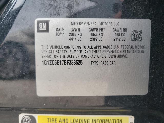 1G1ZC5E17BF333625 - 2011 CHEVROLET MALIBU 1LT Қара фото 12