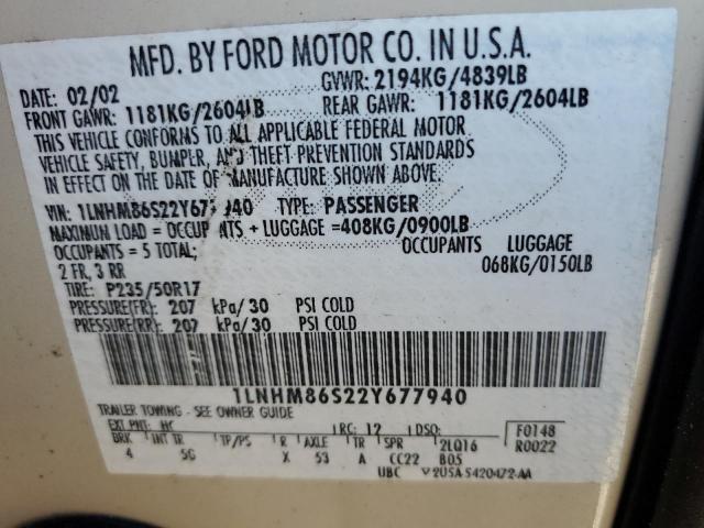 1LNHM86S22Y677940 - 2002 LINCOLN LS 棕色 照片 12