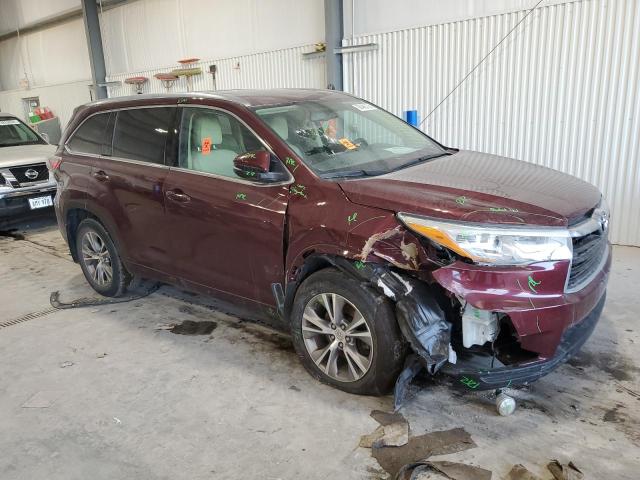 5TDJKRFH6FS194216 - 2015 TOYOTA HIGHLANDER XLE BURGUNDY photo 4
