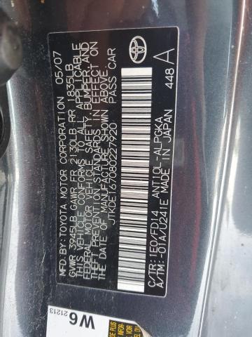 JTKDE167080227920 - 2008 TOYOTA SCION TC ნაცრისფერი ფოტო 12