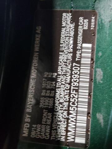 WMWXM5C52FT939307 - 2015 MINI COOPER GREEN photo 13