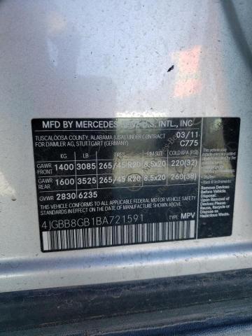 4JGBB8GB1BA721591 - 2011 MERCEDES-BENZ ML 350 4MATIC GRAY photo 13